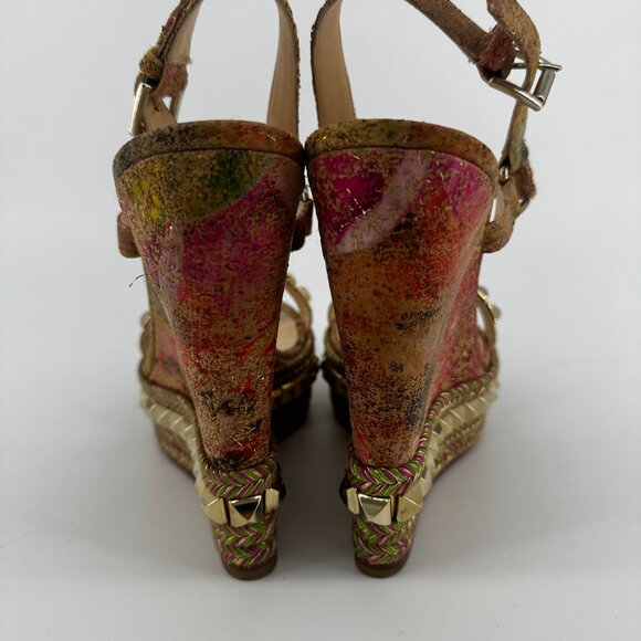 Louboutin Cork Bloom Cataclou Studded Wedges - Size 39 - Picture 6 of 10